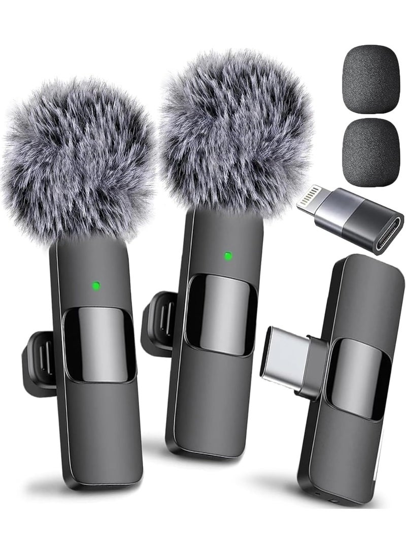 عام Mini Mic Pro (أحدث طراز) - ميكروفون صغير لاسلكي لأجهزة iPhone وiPad وAndroid - 2 ميكروفون Lavalier لتسجيل الفيديو - تسجيل iPhone Mic Crystal Clear مع USB-C لمنشئي المحتوى - Image 1